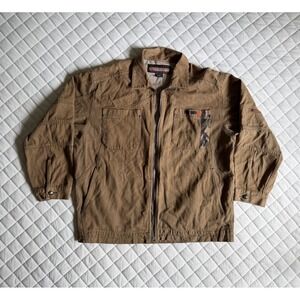 VTG Y2K Phat Farm Tan‎ Canvas Jacket Sz 2XL Camo COD Streetwear Grunge Classic